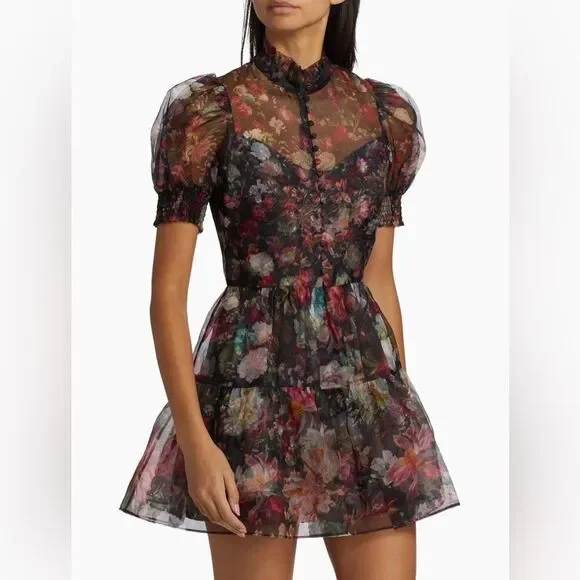 Alice + OliviaVernita Floral Silk Tulle Minidress size 8